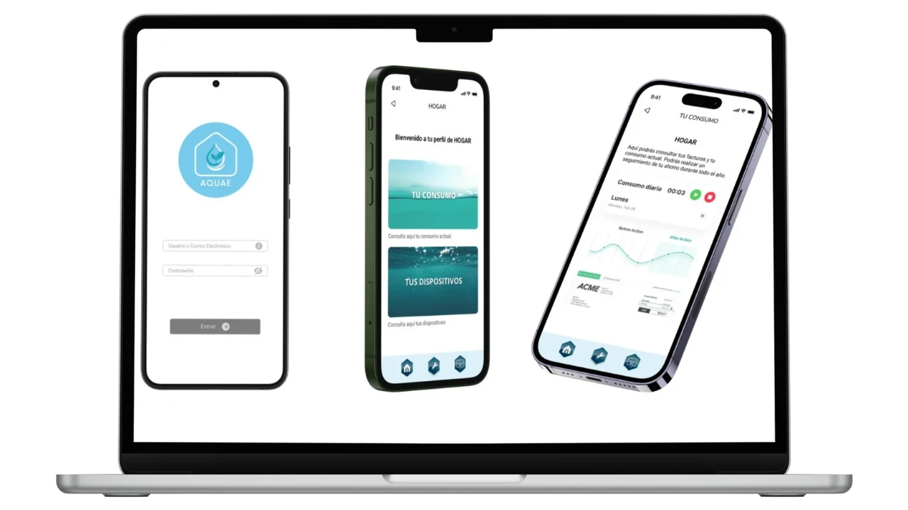 Mockup principal de la app Aquae