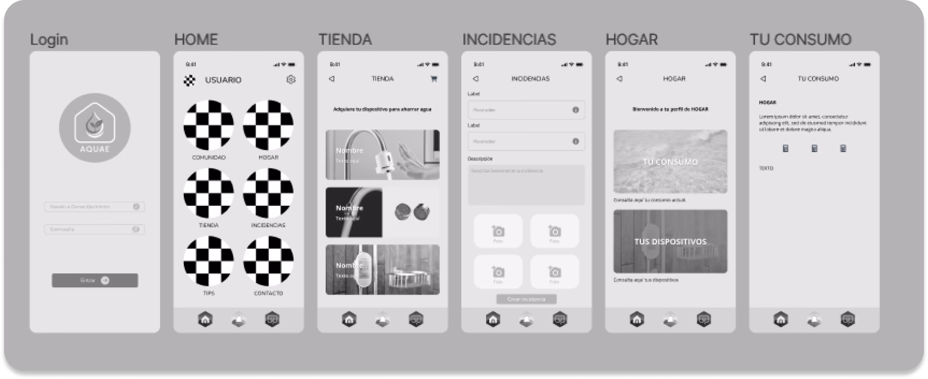 Wireframes de Aquae