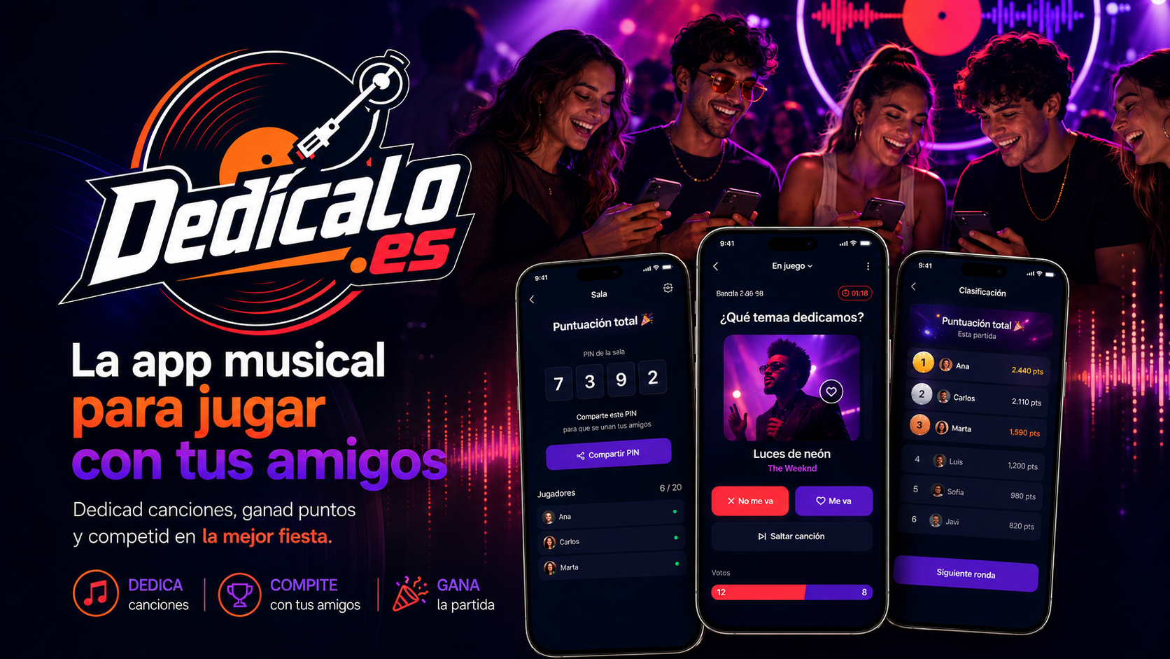 Dedícalo Play — App musical para jugar con amigos